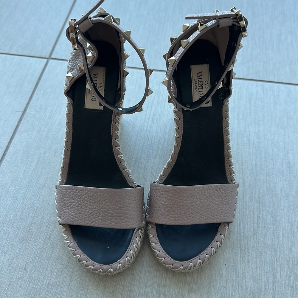 Valentino Rockstud Double Espadrille Wedge Sandals - Picture 3 of 6